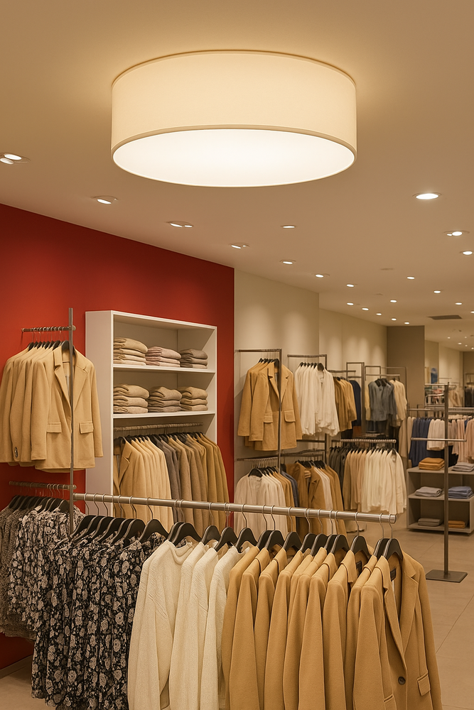 LCB LED Europe  Plafondlamp Makra | Stof Chintz Wit | Ø70cm x H20cm | 3x E27 Fitting