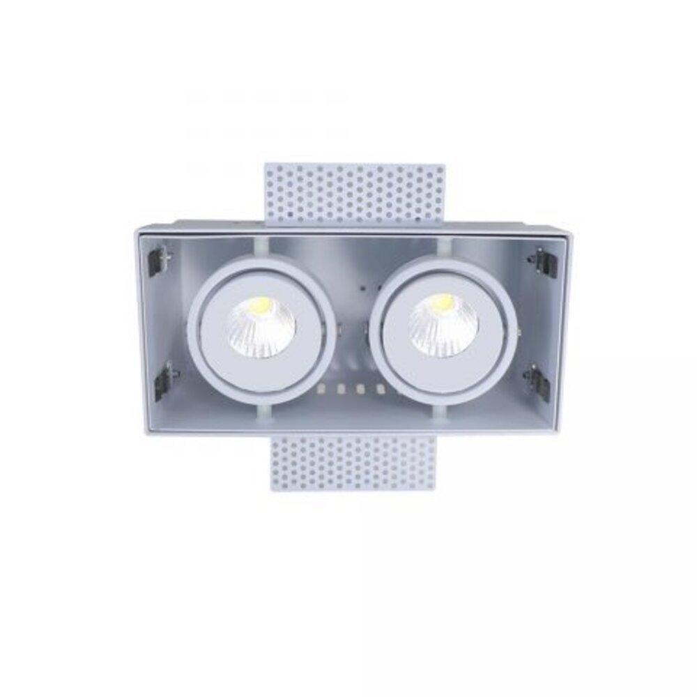 Artdelight Stuc Trimless Inbouwspot - Vierkant TROFA - Matt Wit 2-Lichts | 2x GU10 Fitting - Kantelbaar 30° graden