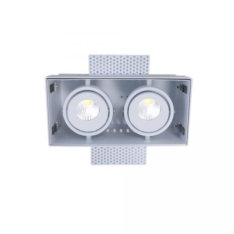 Stuc Trimless Inbouwspot - Vierkant TROFA - Matt Wit 2-Lichts | 2x GU10 Fitting - Kantelbaar 30° graden Stuc Trimless Inbouwspot - Vierkant TROFA - Matt Wit 2-Lichts | 2x GU10 Fitting - Kantelbaar 30° graden