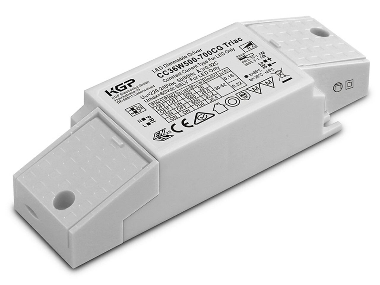 KGP TRIAC Dimbare voeding 36W | 500-700mA - Geschikt voor Downlight - type CC36W500-700CG KGP TRIAC Dimbare voeding 36W | 500-700mA - Geschikt voor Downlight - type CC36W500-700CG