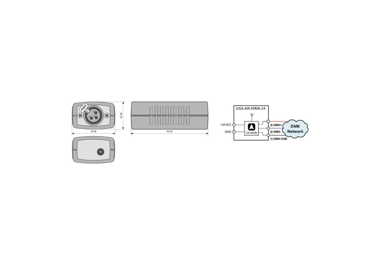 Lichtteam Casambi naar DMX Converter interface | 24V - DMX-OUT XLR 3-pol - 24VDC-IN