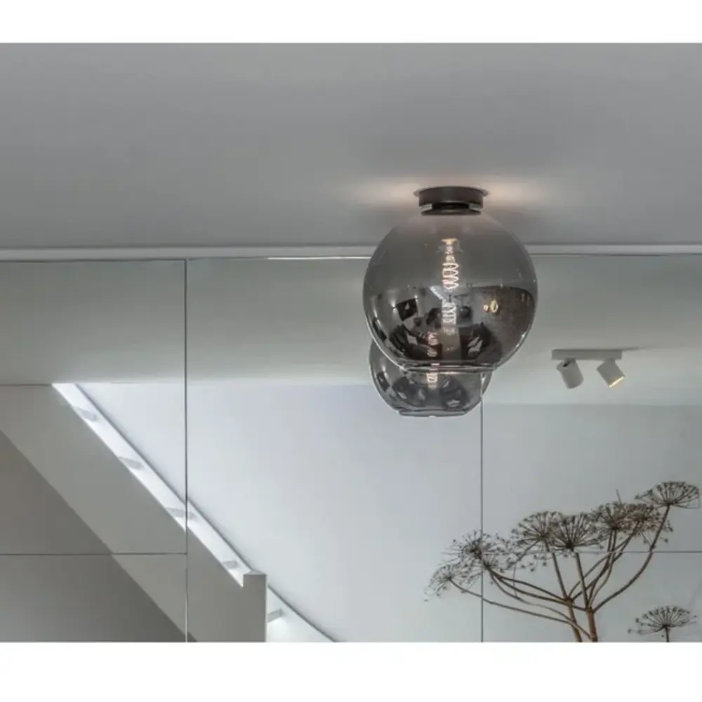 Artdelight Plafondlamp Marino 25cm Titan: Stijlvol Spiegelend Rookglas