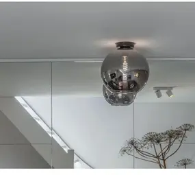 Artdelight Plafondlamp Marino 25cm Titan: Stijlvol Spiegelend Rookglas