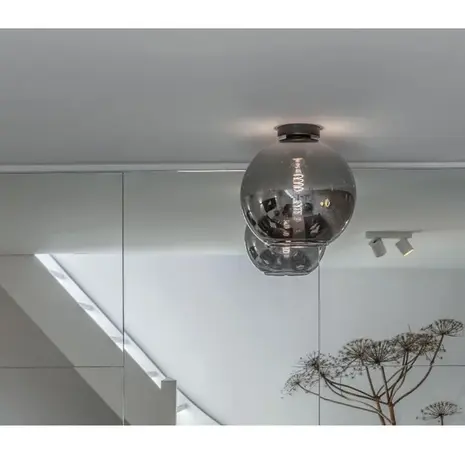 Artdelight Plafondlamp Marino 25cm Titan: Stijlvol Spiegelend Rookglas