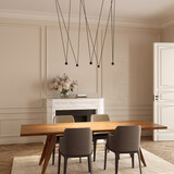 Leds-C4 LED Hanglamp Modern Rond Punto ALU - Mat Zwart - 24.3W 1645Lm - 3000K 930 Warm Wit |  5- Lichts