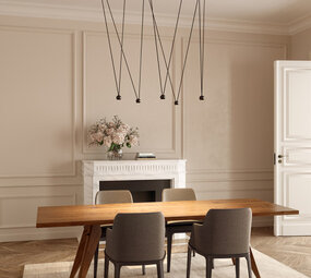 Leds-C4 LED Hanglamp Modern Rond Punto ALU - Mat Zwart - 24.3W 1645Lm - 3000K 930 Warm Wit |  5- Lichts