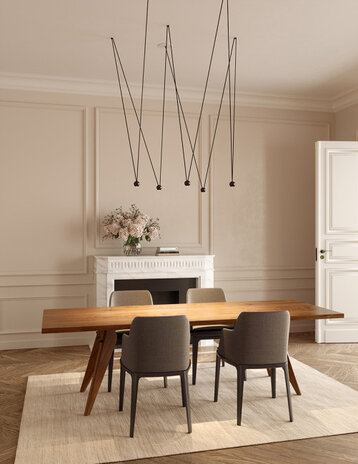 LED Hanglamp Modern Rond Punto ALU - Mat Zwart - 24.3W 1645Lm - 3000K 930 Warm Wit |  5- Lichts