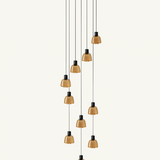 LED Hanglamp Amber Glas - DREP BLACK EBONY - Up Down Shine - 35.2W 4464Lm- 2700K 927 Warm Wit |  11-Lichts