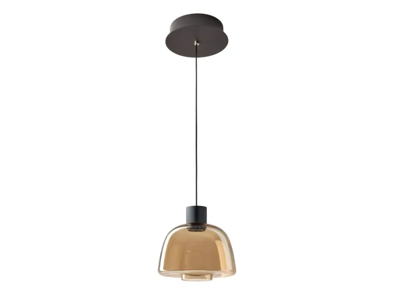 Bover LED Hanglamp Amber Glas - DREP BLACK EBONY - Up Down Shine - 35.2W 4464Lm- 2700K 927 Warm Wit |  11-Lichts