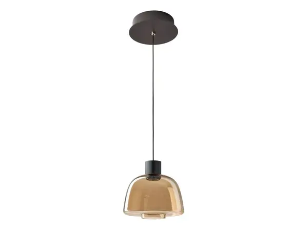 LED Hanglamp Amber Glas - DREP BLACK EBONY - Up Down Shine - 35.2W 4464Lm- 2700K 927 Warm Wit |  11-Lichts
