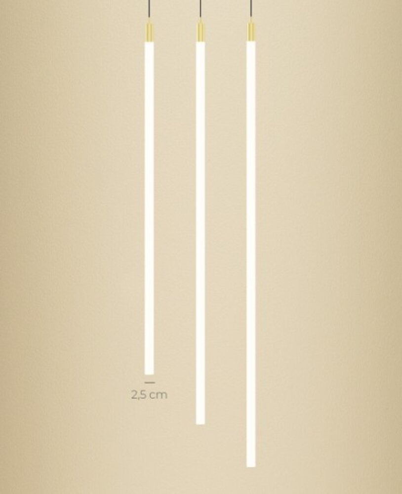 Intra Lighting voor de zakelijke markt: Exclusieve verlichting voor de architect LED Design Hanglamp Tube 24V - 1260MM - 23W 1600Lm - 2700K 927 Extra Warm Wit - 3 Meter Pendel mat zwart