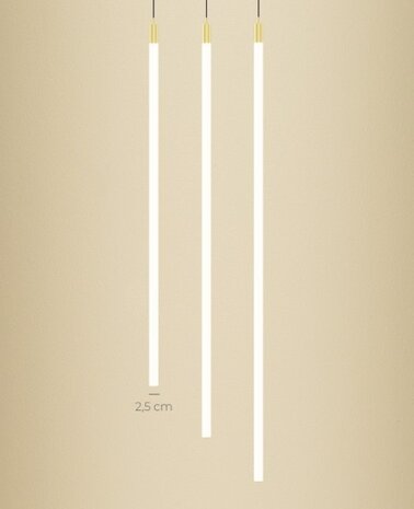 Intra Lighting voor de zakelijke markt: Exclusieve verlichting voor de architect LED Design Hanglamp Tube 24V - 1260MM - 23W 1600Lm - 2700K 927 Extra Warm Wit - 3 Meter Pendel mat zwart