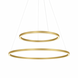 Dimbare Hanglamp Ringlamp DUO XL - 200CM - ALU Mat Goud - 2-Lichts Down - 2700K 927 | 24V - Zigbee 3.0 - Dimbaar 2000+1000MM - Pendel 4000MM