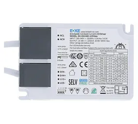 BOKE Dimbare LED Driver 42W 1-10V - Dipswitch 0.45-1.05A Multi Lumen Switch | Female connector - incl. 1.5meter Eurostekker
