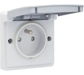 Niko stopcontact met penaarde en klapdeksel - New hydro grijs (700-36600)