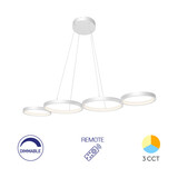 Braytron LED Hanglamp Rings - 60W DIM 6050lm - CCT 3000K/4000K/6000K - Wit - incl. afstandsbediening