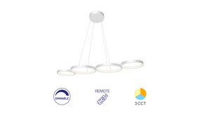 Braytron LED Hanglamp Rings - 60W DIM 6050lm - CCT 3000K/4000K/6000K - Wit - incl. afstandsbediening Braytron LED Hanglamp Rings - 60W DIM 6050lm - CCT 3000K/4000K/6000K - Wit - incl. afstandsbediening