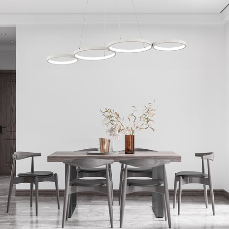 Braytron LED Hanglamp Rings - 60W DIM 6050lm - CCT 3000K/4000K/6000K - Wit - incl. afstandsbediening Braytron LED Hanglamp Rings - 60W DIM 6050lm - CCT 3000K/4000K/6000K - Wit - incl. afstandsbediening