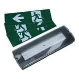 LCB LED Europe  LED Noodverlichting Portiek armatuur IP65 - 4W 280Lm - Zelftest functie | Zwart - Wand/ Plafond montage - incl. Pictogrammen