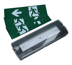 LCB LED Europe  LED Noodverlichting Portiek armatuur IP65 - 4W 280Lm - Zelftest functie | Zwart - Wand/ Plafond montage - incl. Pictogrammen