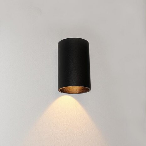 Artdelight Dimbare LED Wandlamp IP65 - Downlighter Rond - Brody1 Zwart - 4W 360Lm - 2700K 927 Warm Wit | TRIAC Dim