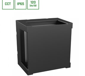 Spectrum voor de installateur LED Wandlamp Verto Square Cup – 10W – CCT 2700K/4000K/6000K – 230V – IP65 – 120 lm/W – Zwart – Opbouwmontage – 2 Jaar Garantie