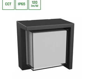 Spectrum voor de installateur LED Wandlamp Verto Square Edge – 10W – 1200 Lumen – CCT 2700K/4000K/6000K – 230V – IP65 – 120 lm/W – 160/120° Bundel – Zwart – Opbouwmontage – 2 Jaar Garantie