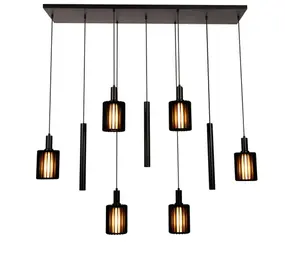 Lucide Hanglamp – 6xE27 – Rechthoek – Zwart – Aluminium – In Hoogte Verstelbaar 50–180 cm – Dimbaar – 2 Jaar Garantie