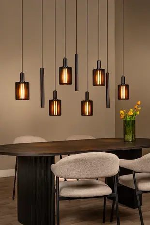 Lucide Hanglamp – 6xE27 – Rechthoek – Zwart – Aluminium – In Hoogte Verstelbaar 50–180 cm – Dimbaar – 2 Jaar Garantie