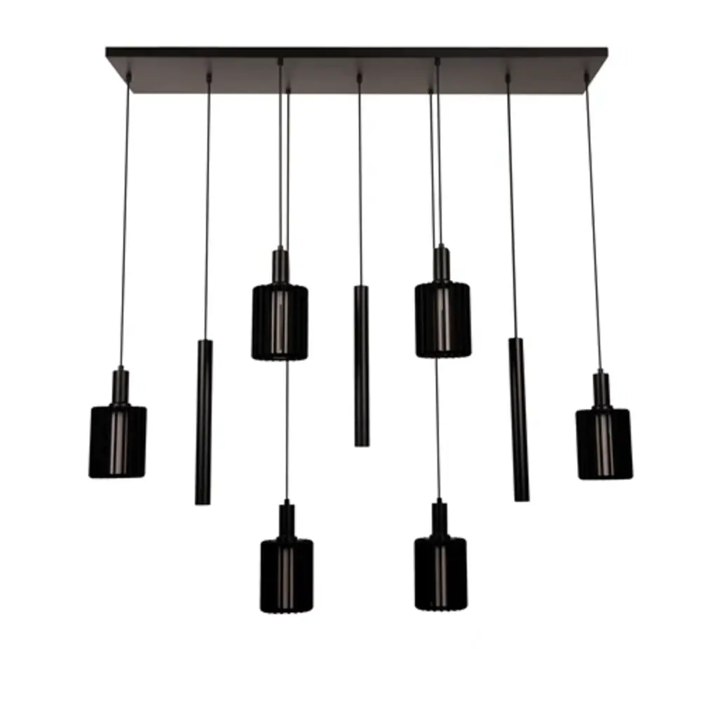 Lucide Hanglamp – 6xE27 – Rechthoek – Zwart – Aluminium – In Hoogte Verstelbaar 50–180 cm – Dimbaar – 2 Jaar Garantie