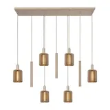 Lucide Hanglamp – 6xE27 – Rechthoek – Taupe – Aluminium – In Hoogte Verstelbaar 50–180 cm – Dimbaar – 2 Jaar Garantie