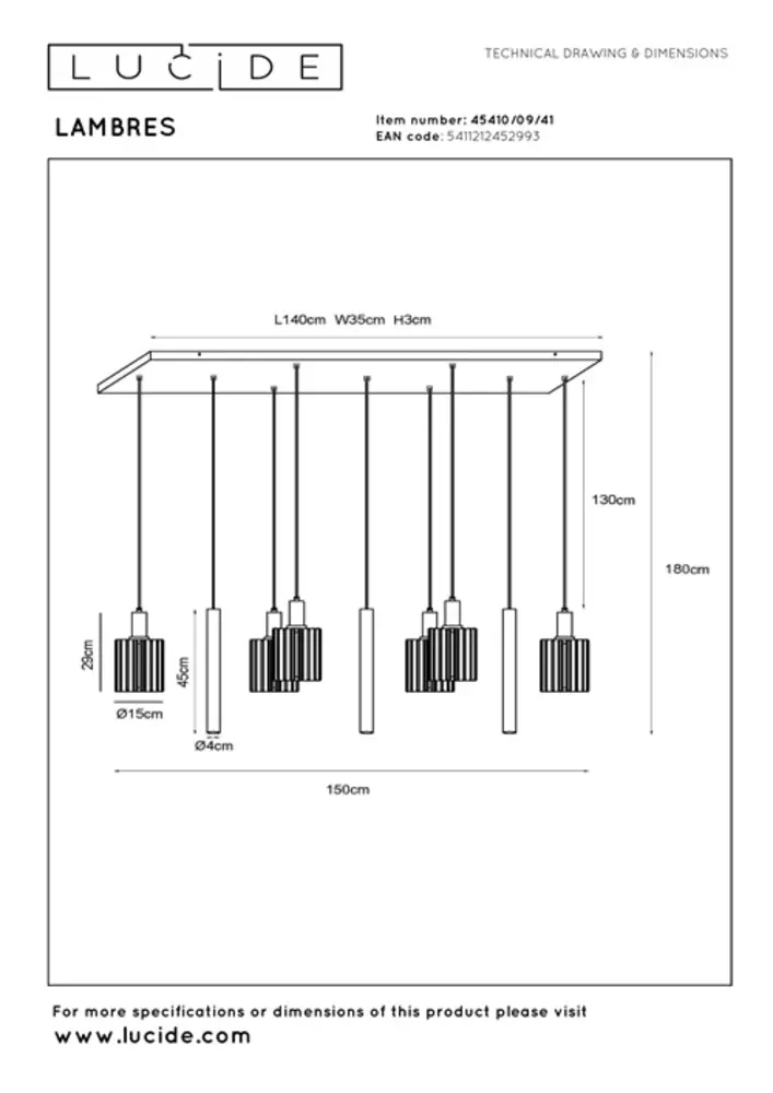 Lucide Lucide LAMBRES – Hanglamp – 6xE27 – Rechthoek – Taupe – Aluminium – In Hoogte Verstelbaar 50–180 cm – Dimbaar – 2 Jaar Garantie Lucide Lucide LAMBRES – Hanglamp – 6xE27 – Rechthoek – Taupe – Aluminium – In Hoogte Verstelbaar 50–180 cm – Dimbaar – 2 Jaar Garantie