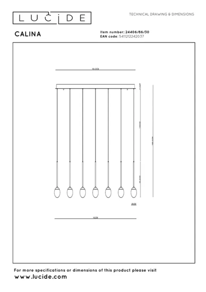 Lucide Dimbare LED Hanglamp Calina - Donker brons 12-Lichts - 84W 8400Lm – CCT 2200K/3300K Color Switch | TRIAC DIM - Koffie Lucide Dimbare LED Hanglamp Calina - Donker brons 12-Lichts - 84W 8400Lm – CCT 2200K/3300K Color Switch | TRIAC DIM - Koffie