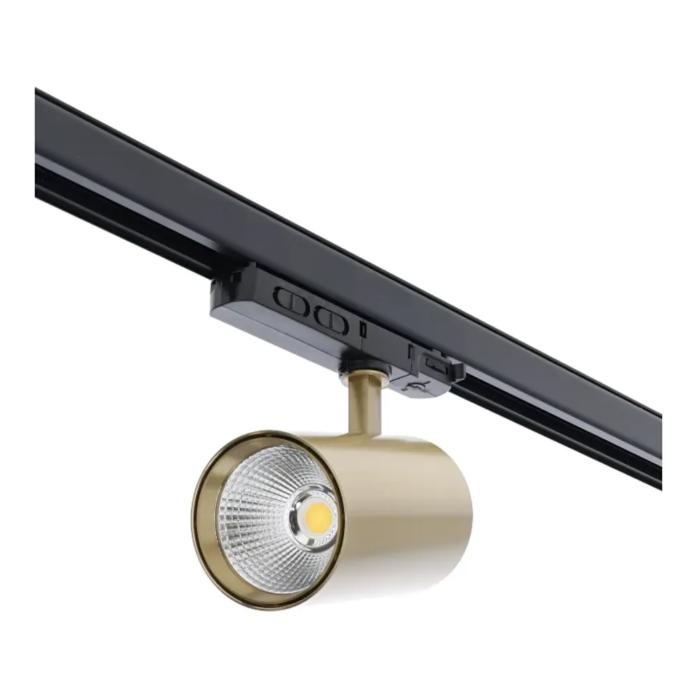 LCB LED Europe  Dimbare 3-Fase Railspot - Goud Messing - 30-10W 2700-900Lm  | TRIAC DIM - 2700K/3000K/4000K Multi Color & Lumen Switch