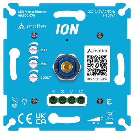 ION INDUSTRIES ION Industries Inbouw Dimmer LED Matter 0,3–200W – Blauw Element ION INDUSTRIES ION Industries Inbouw Dimmer LED Matter 0,3–200W – Blauw Element