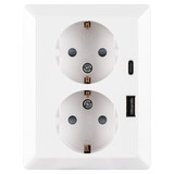 ION INDUSTRIES ION Industries V1/J1 Contactdoos 2-voudig Randaarde + USB A/C Alpin Wit