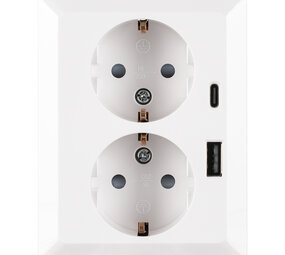 ION INDUSTRIES ION Industries V1/J1 Contactdoos 2-voudig Randaarde + USB A/C Alpin Wit