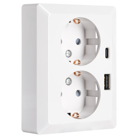 ION INDUSTRIES ION Industries V1/J1 Contactdoos 2-voudig Randaarde + USB A/C Alpin Wit ION INDUSTRIES ION Industries V1/J1 Contactdoos 2-voudig Randaarde + USB A/C Alpin Wit