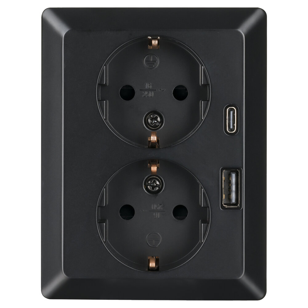 ION INDUSTRIES ION Industries V1/J1 Contactdoos Inbouw 2-voudig met Randaarde & USB A/C – Zwart ION INDUSTRIES ION Industries V1/J1 Contactdoos Inbouw 2-voudig met Randaarde & USB A/C – Zwart