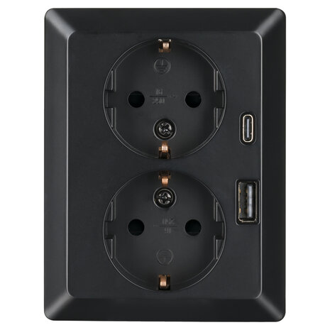 ION INDUSTRIES ION Industries V1/J1 Contactdoos Inbouw 2-voudig met Randaarde & USB A/C – Zwart ION INDUSTRIES ION Industries V1/J1 Contactdoos Inbouw 2-voudig met Randaarde & USB A/C – Zwart