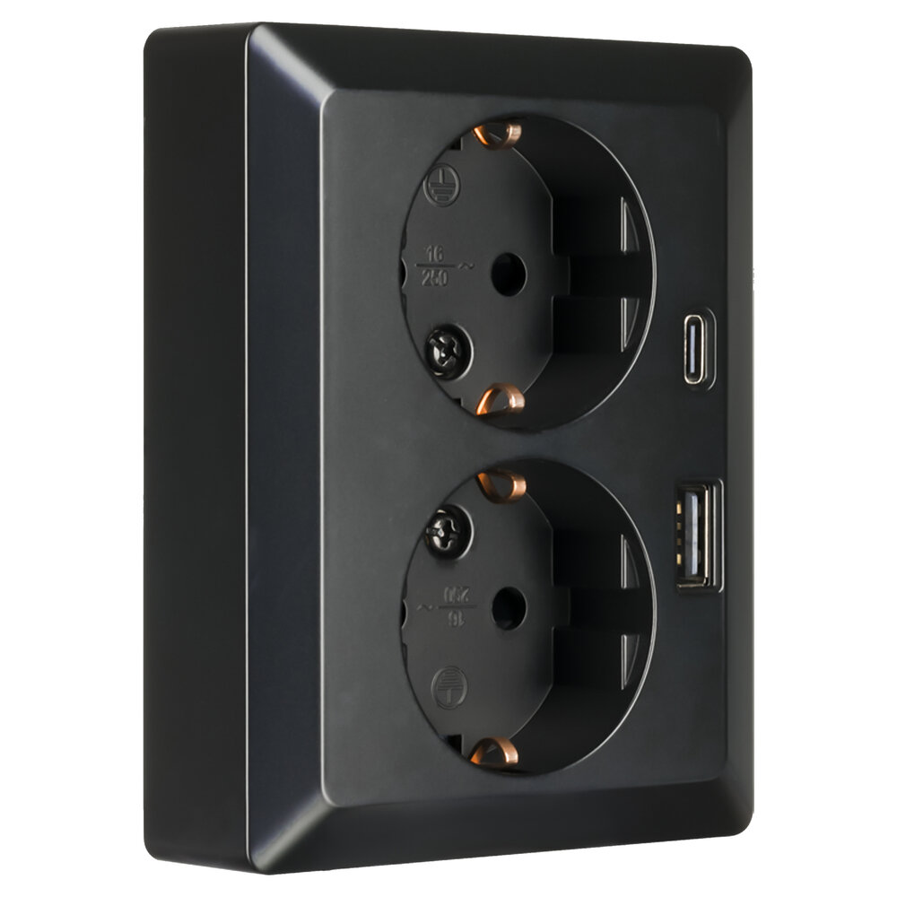 ION INDUSTRIES ION Industries V1/J1 Contactdoos Inbouw 2-voudig met Randaarde & USB A/C – Zwart ION INDUSTRIES ION Industries V1/J1 Contactdoos Inbouw 2-voudig met Randaarde & USB A/C – Zwart