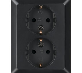 ION INDUSTRIES ION Industries E1 Contactdoos Inbouw 2-voudig met Randaarde – Mat Zwart