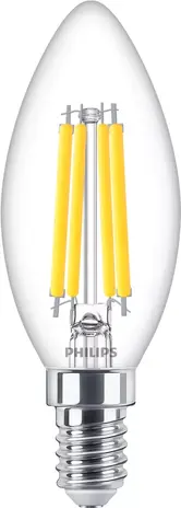 Philips LED Verlichting | Officieel Assortiment Signify Professional. Dimbare LED Filament Kaarslamp E14 B35 - 3.7W 470Lm - 2700K 927 Warm Wit | TRIAC DIM - Helder glas - LEDcandle - Vervangt 40W