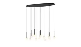 Lucide Dimbare LED Hanglamp Calina - Donker brons 12-Lichts - 84W 8400Lm – CCT 2200K/3300K Color Switch | TRIAC DIM - Koffie