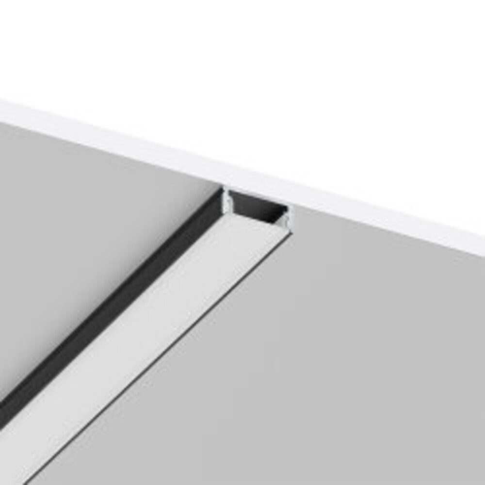 Braytron U-profiel compleet set Zwart - LED Strip Aluminium profiel  |  2000x17x7mm incl. montage materiaal en afdekkap