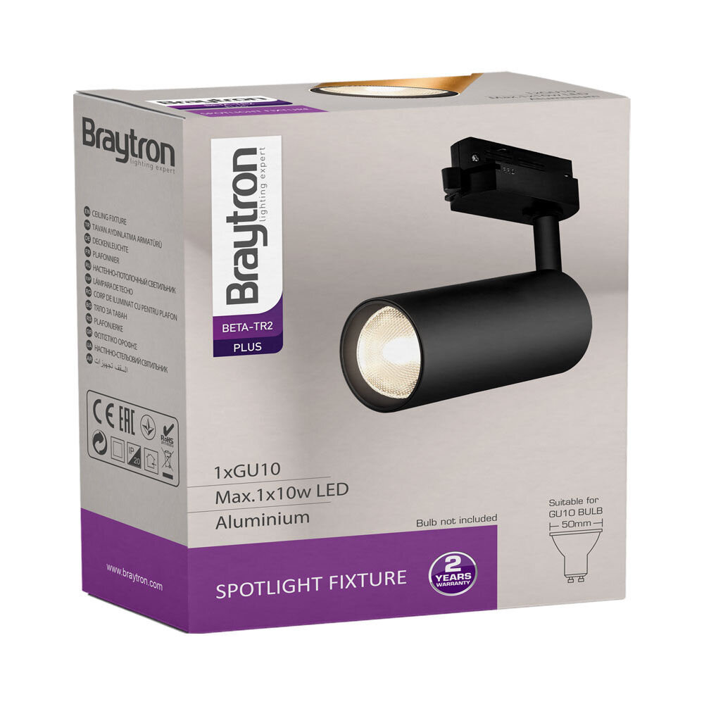 Braytron LED Railspot - Zwart - GU10 - 3-Fase universeel  | Exlusief lichtbron