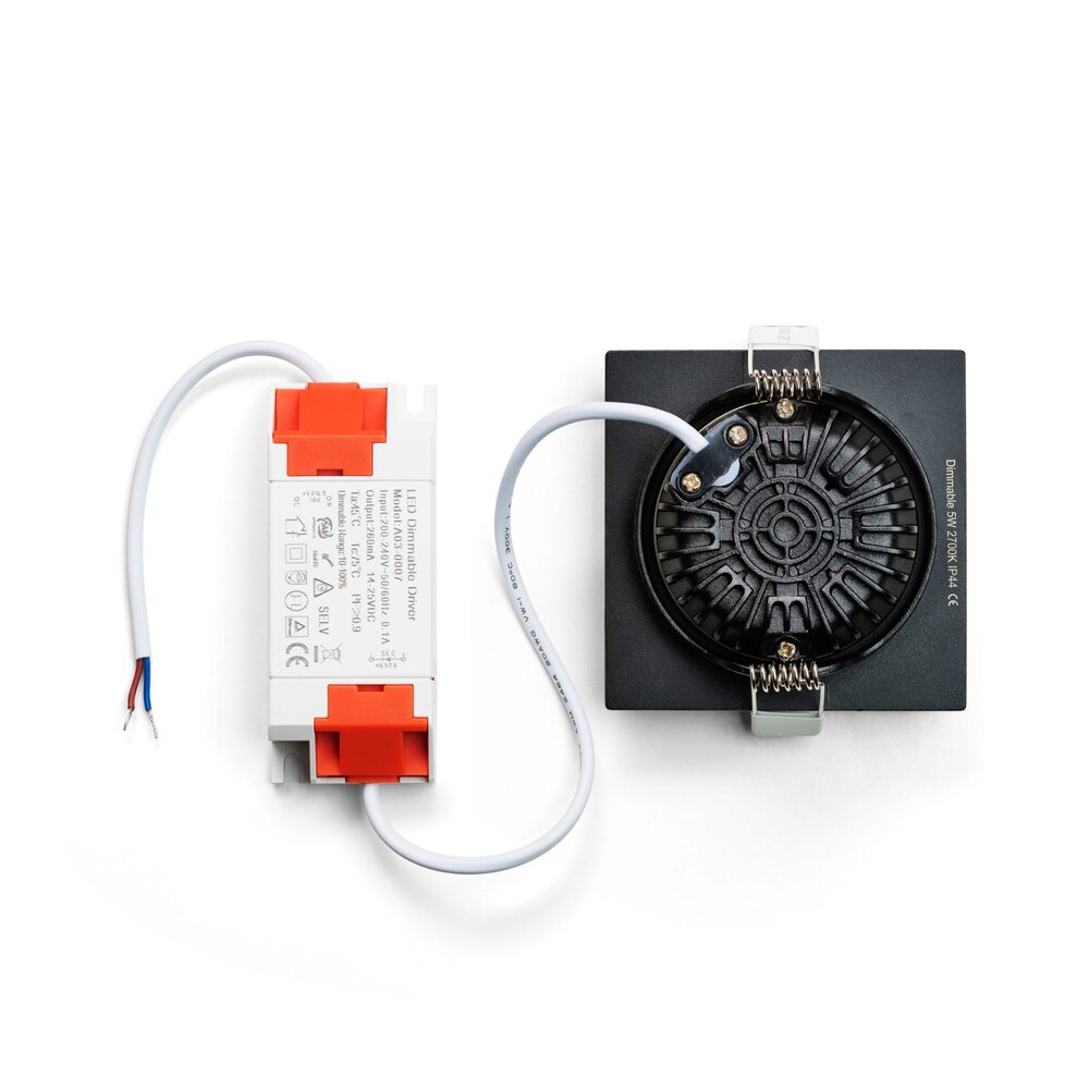 ledisons LED-inbouwspot Trento Zwart 5W Dimbaar IP54 – 450lm, 2700K, 75mm zaagmaat