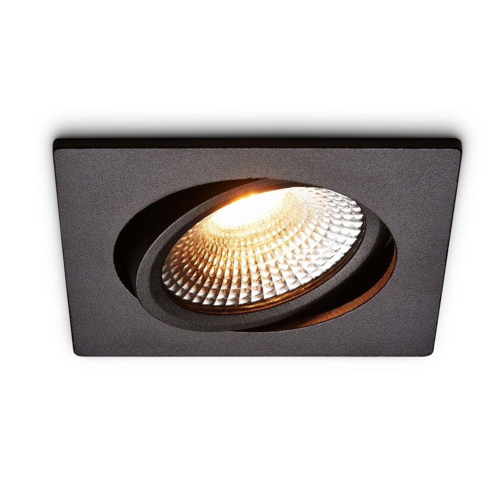 LED-inbouwspot Trento Zwart 5W Dimbaar IP54 – 450lm, 2700K, 75mm zaagmaat