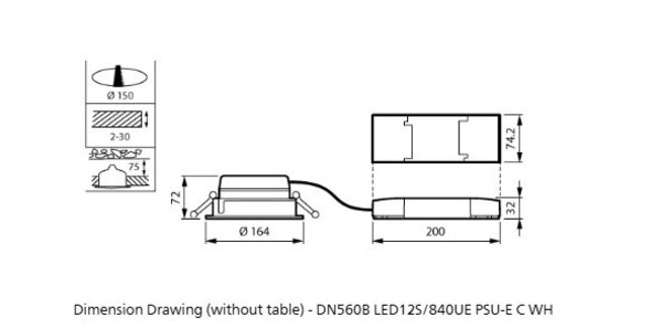 Philips Philips LED Downlight LuxSpace Mini - 164MM - DN560B 8.1W 1250Lm - 4000K 840 Koel Wit | 80D - IP20 - 150MM Zaagmaat - Aluminium Reflector