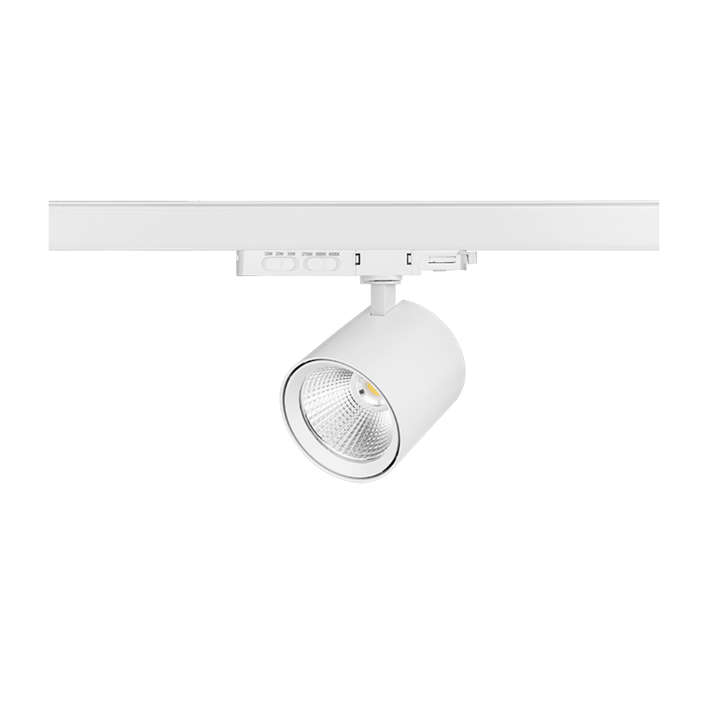 LCB LED Europe  LED 3-Fase Railspot Dimbaar - Wit - 10W - 30W 950Lm - 2850Lm - CCT 927-930-940 Multi Lumen Switch | Triac Dimbaar - 5 Jaar garantie